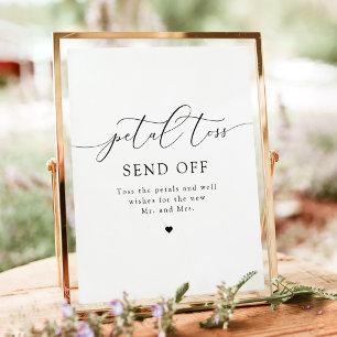 Modern Minimalist Wedding Petal Toss Send Off Sign