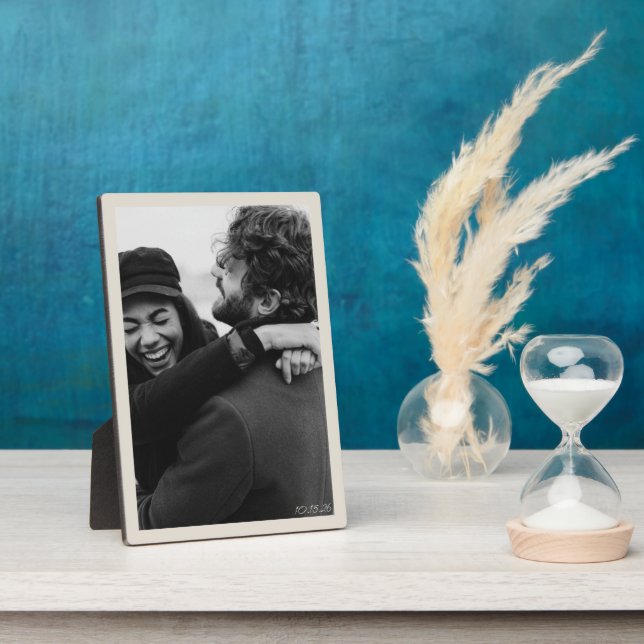 Modern Minimalist Wedding Photo and Date Elegant  Plaque (Side)