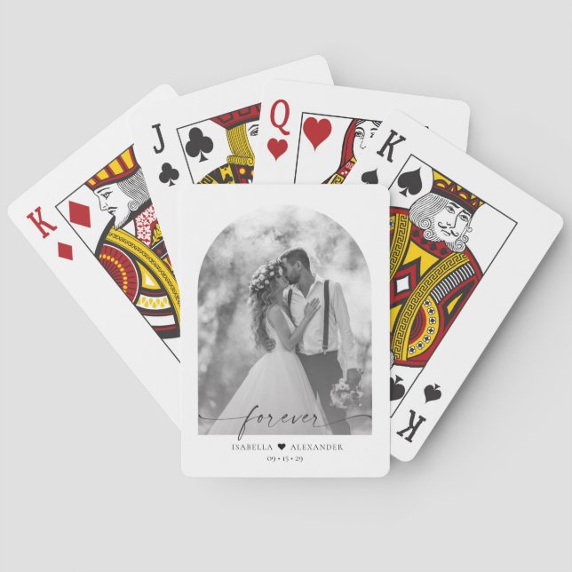 Modern Minimalist Wedding Photo Playing Cards (Back)