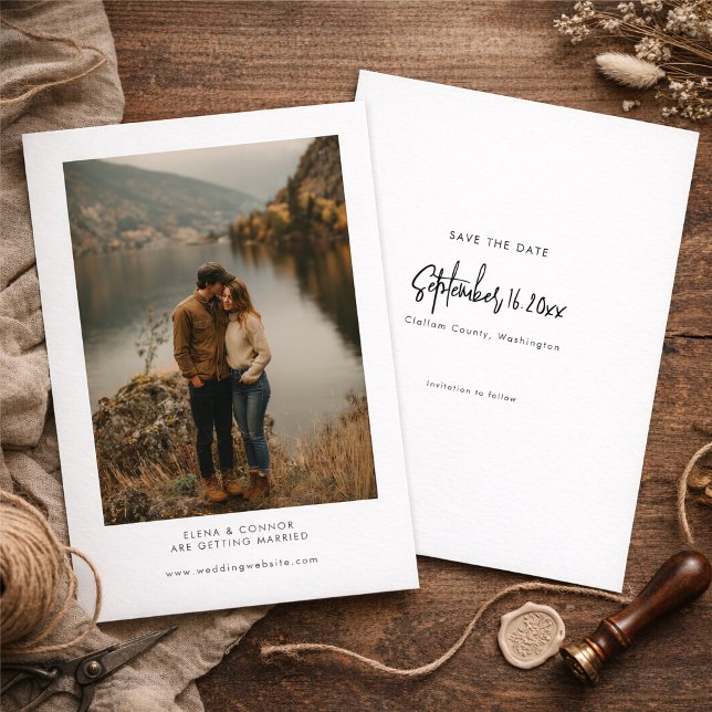 Modern Minimalist Wedding Photo Save the Date (Creator Uploaded)