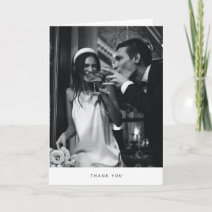 Modern Minimalist Wedding Photo Simple White Blank Thank You Card