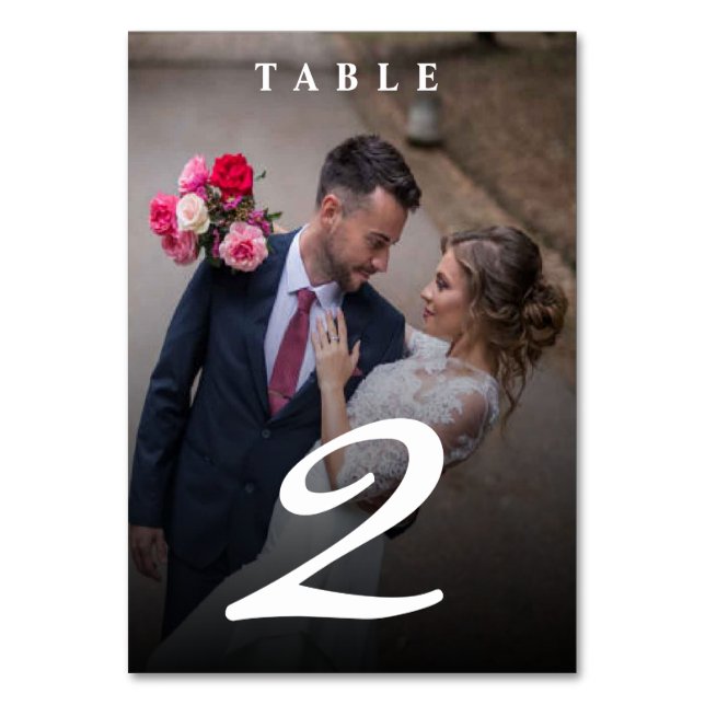 Modern Minimalist Wedding Photo Table Number (Front)