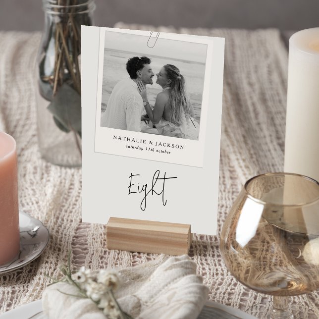 Modern Minimalist Wedding Photo Table Number (Creator Uploaded)