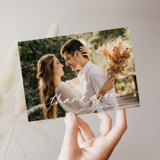 Modern Minimalist Wedding Photo Thank You Card (Creator Uploaded)