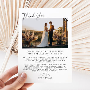 Modern Minimalist Wedding Photo Thank You Card