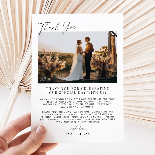 Modern Minimalist Wedding Photo Thank You Card (Creator Uploaded)