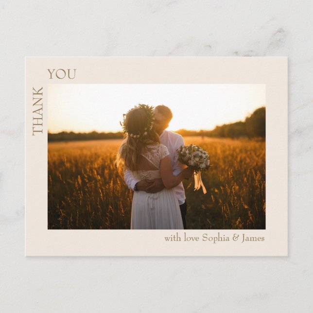 Modern Minimalist Wedding Photo Thank You  Postcard (Front)