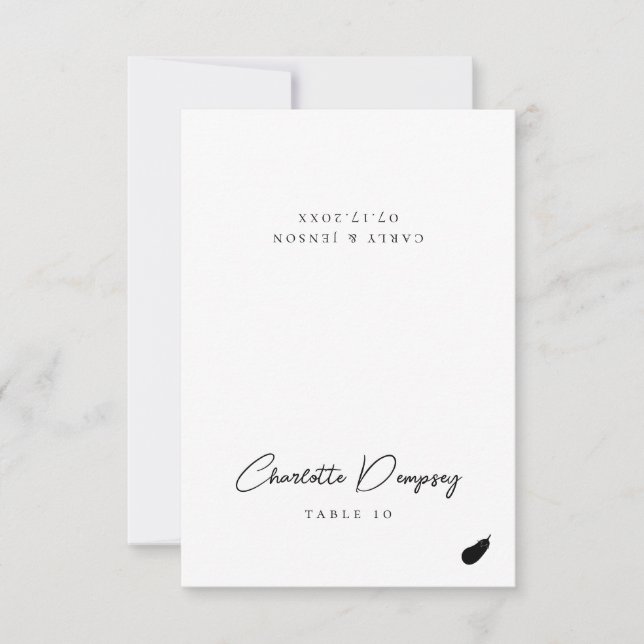 Modern Minimalist Wedding Place Card (Front)
