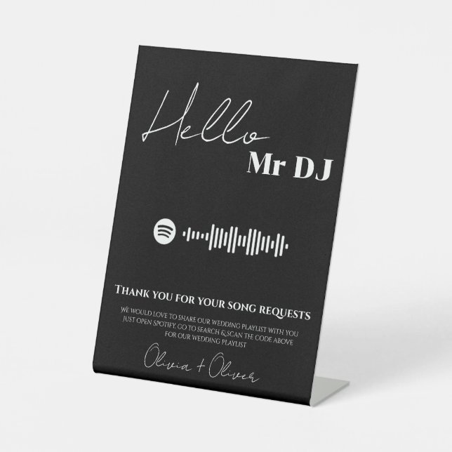 Modern minimalist wedding playlist sign (Front)