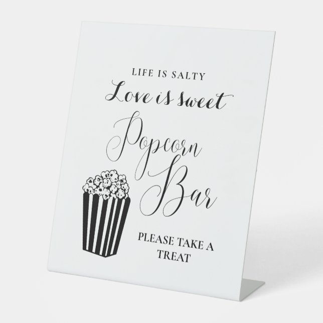 Modern Minimalist Wedding Popcorn Bar Sign (Front)