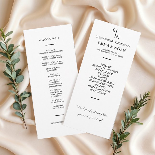 Modern Minimalist Wedding Program  (Creator Uploaded)