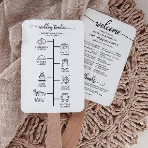 Modern Minimalist Wedding Program Hand Fan