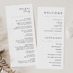 Modern Minimalist Wedding Program Programme