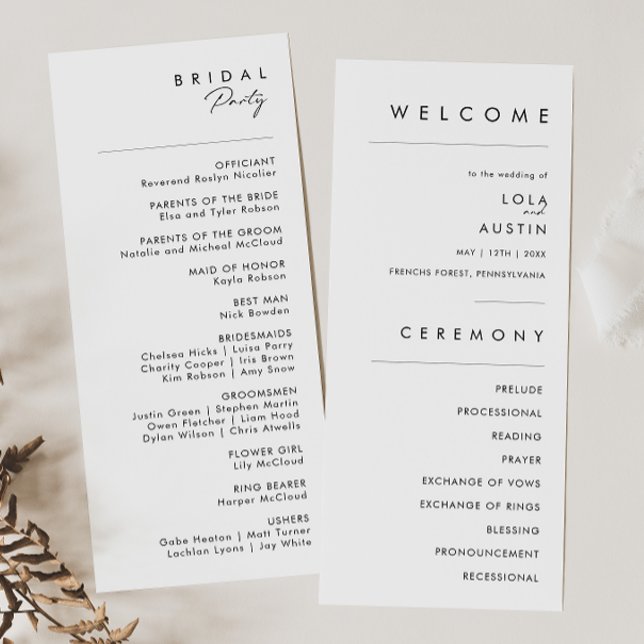 Modern Minimalist Wedding Program Programme (Creator Uploaded)