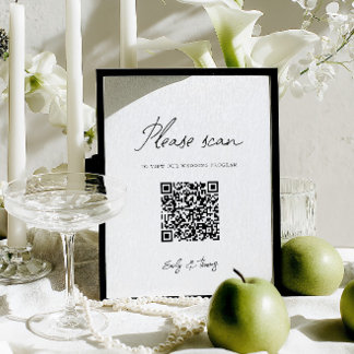 Modern Minimalist Wedding Program QR Code Sign