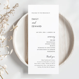 Modern Minimalist Wedding Programme