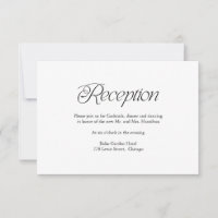Modern Minimalist Wedding Reception Insert Card