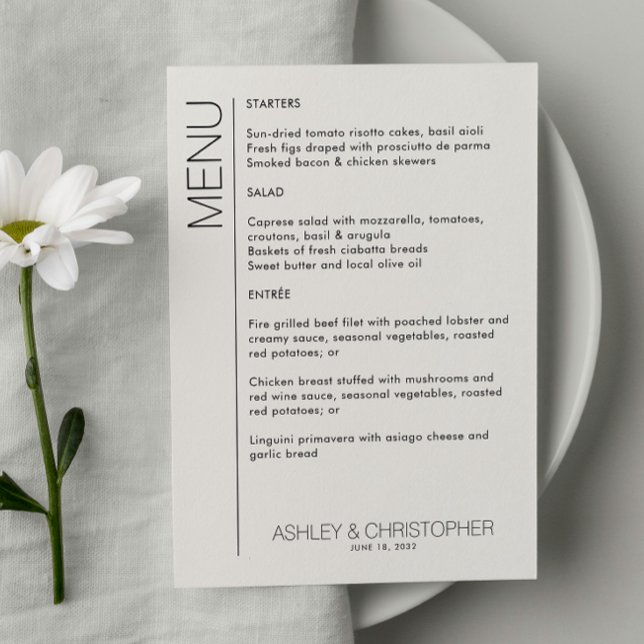 Modern Minimalist Wedding Reception Menu (Creator Uploaded)