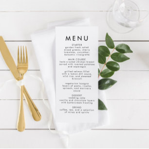 Modern Minimalist Wedding Reception Menu
