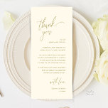 Modern Minimalist Wedding Reception Thank You Card<br><div class="desc">Introducing the perfect finishing touch to your wedding reception - our elegant Wedding Thank You Place Setting Cards, with card title "Thank you" in yellow gold theme ! Designed to express your heartfelt appreciation for each guest's presence on your special day, these cards are the ideal way to add a...</div>