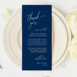 Modern Minimalist Wedding Reception Thank You Card<br><div class="desc">Introducing the perfect finishing touch to your wedding reception - our elegant Wedding Thank You Place Setting Cards, with card title "Thank you" in navy blue theme ! Designed to express your heartfelt appreciation for each guest's presence on your special day, these cards are the ideal way to add a...</div>