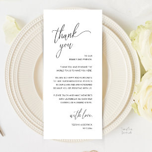 Modern Minimalist Wedding Reception Thank You Card