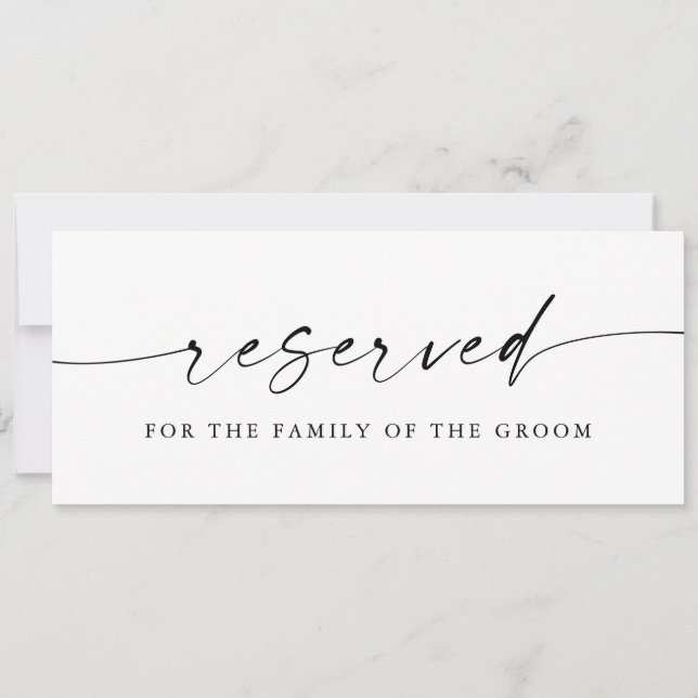Modern Minimalist Wedding Reserved Sign  (Front)