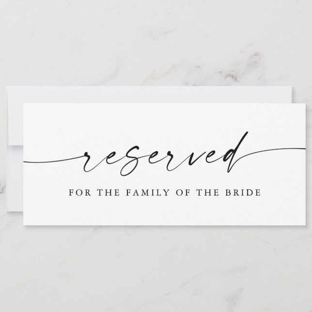Modern Minimalist Wedding Reserved Sign  (Front)