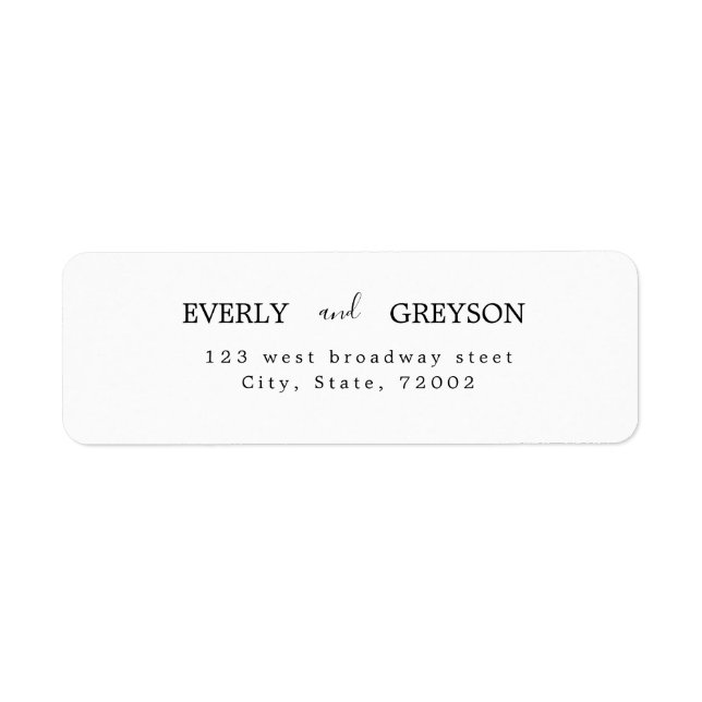 Modern Minimalist Wedding Return Address Label (Front)