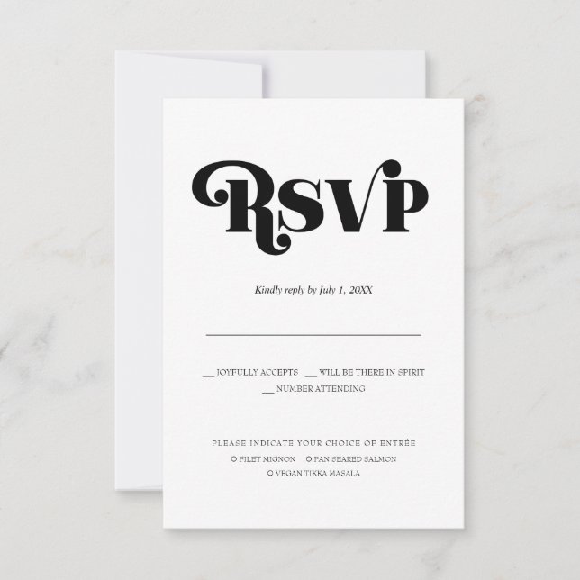 Modern Minimalist Wedding RSVP | 70s Typography Announcement (Front)