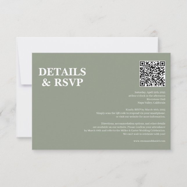 Modern Minimalist Wedding RSVP Card (Front)