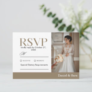 Modern Minimalist Wedding RSVP Card with Photo