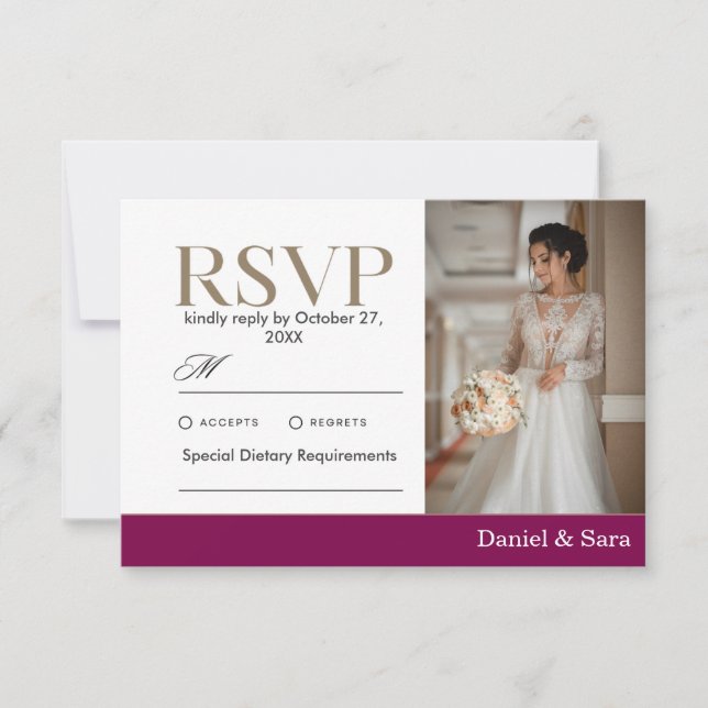 Modern Minimalist Wedding RSVP Card with Photo (Front)