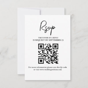 Modern Minimalist wedding RSVP Card with QR Code