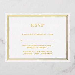 Modern Minimalist Wedding RSVP Foil Invitation Po