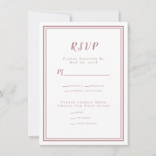 Modern Minimalist Wedding RSVP Menu Dusty Rose