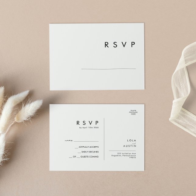 Modern Minimalist Wedding RSVP Postcard (Creator Uploaded)