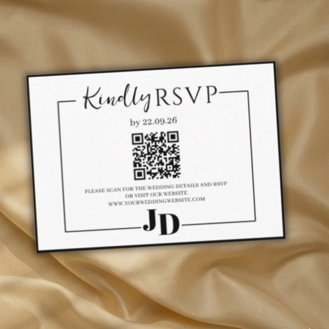 Modern Minimalist Wedding RSVP QR Enclosure Card (Creator Uploaded)
