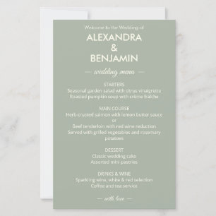 Modern Minimalist Wedding Sage Green menu