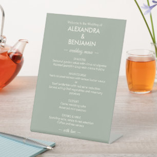 Modern Minimalist Wedding Sage Green menu Pedestal Sign
