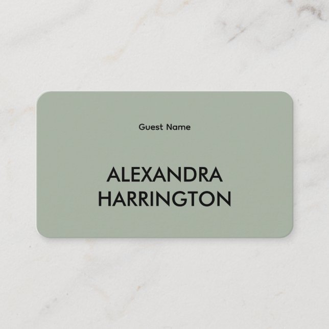 Modern Minimalist Wedding | Sage Green Place Card (Front)