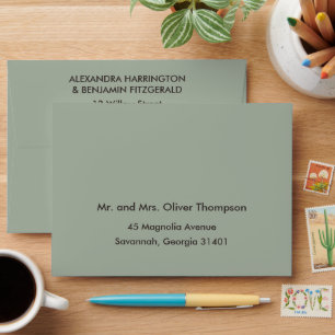 Modern Minimalist Wedding Sage Green Timeless Envelope