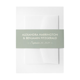 Modern Minimalist Wedding Sage Green Timeless Invitation Belly Band