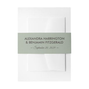 Modern Minimalist Wedding Sage Green Timeless Invitation Belly Band