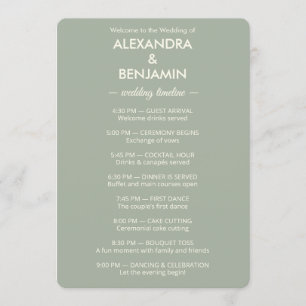 Modern Minimalist Wedding   Sage Green Timeless  Programme
