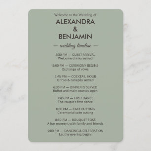Modern Minimalist Wedding   Sage Green Timeless  Programme