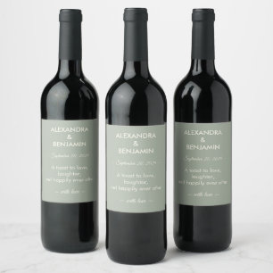 Modern Minimalist Wedding   Sage Green Timeless  Wine Label