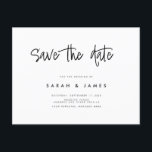 Modern Minimalist Wedding Save the Date Announcement Postcard<br><div class="desc">A simple modern save the date card. Personalise this minimalist black and white design to have your personal details and message.</div>