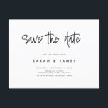 Modern Minimalist Wedding Save the Date Announcement Postcard<br><div class="desc">A simple modern save the date card. Personalise this minimalist black and white design to have your personal details and message.</div>