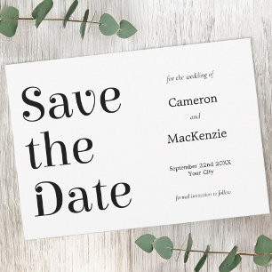 Modern Minimalist Wedding Save the Date Invitation